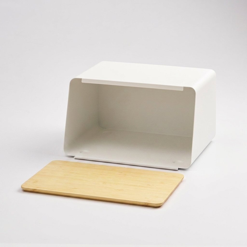 Bread Box with Bamboo Cutting Board Lid